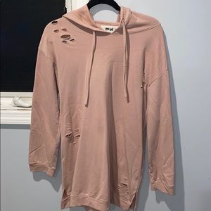 Distressed hoodie sweatshirt dress